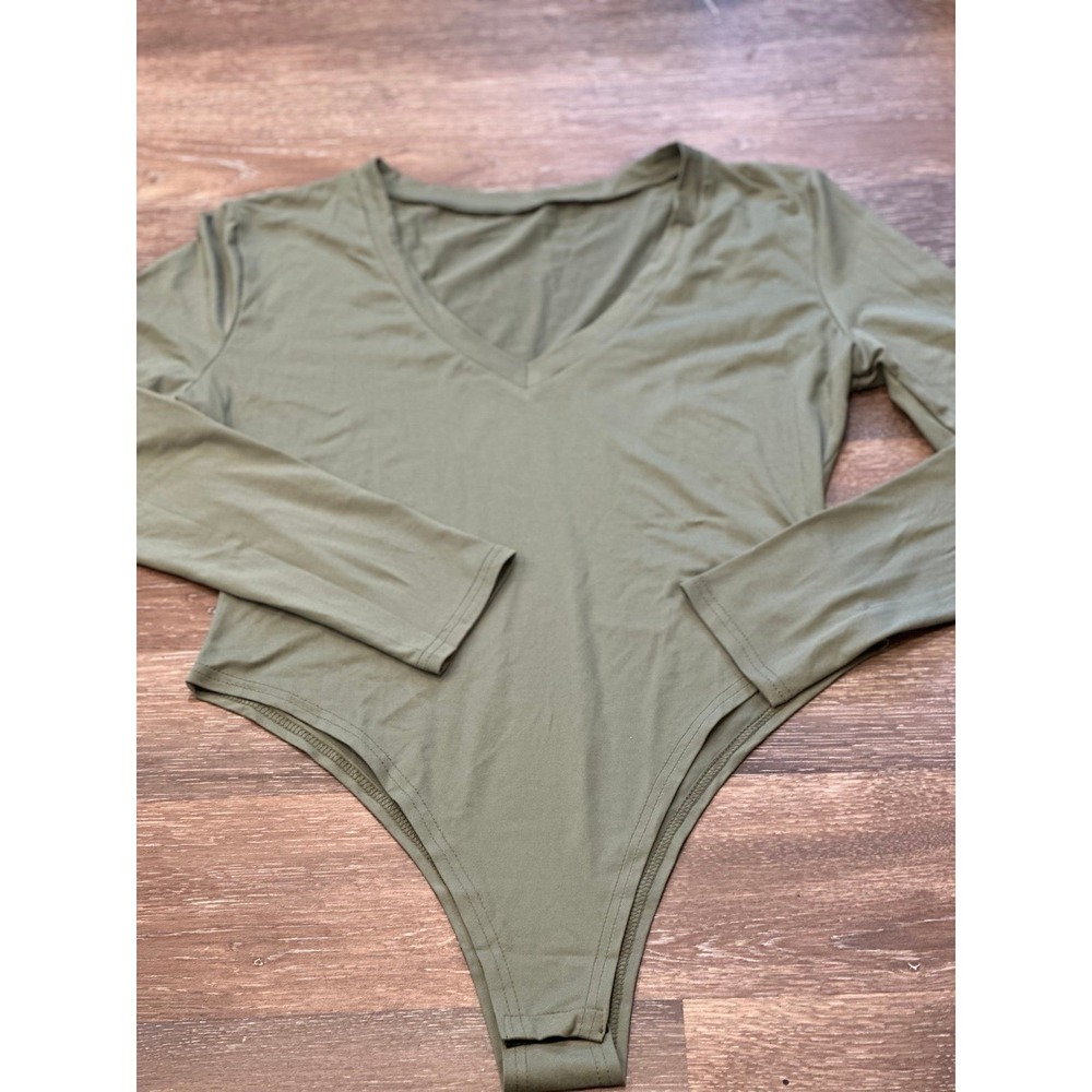 Aranmei V‎ Neck Pure Color Bodysuit XL